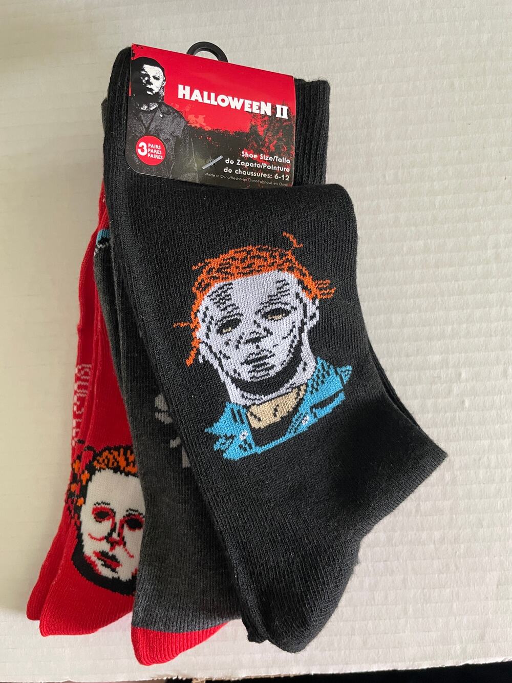 3 PAIR HORROR MOVIE HALLOWEEN II HALLOWEEN SOCKS NEW